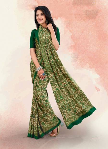 Green Uniformity By Sushma Printed Sarees Catalog 2104 D
