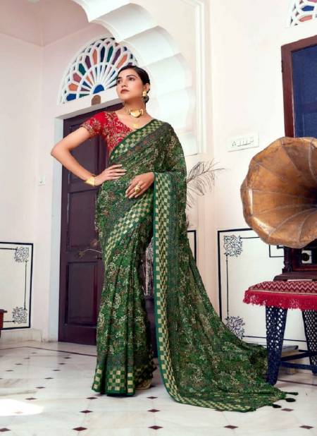 Green Vinitaa By Mahamani Creation Brasso Designer Saree Catalog 1007