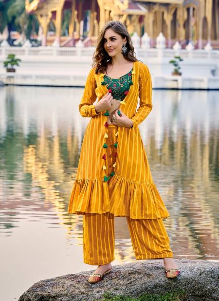 Green Yellow Colour Flory Vol 35 By Khushboo Plazzo Suit Catalog 4911