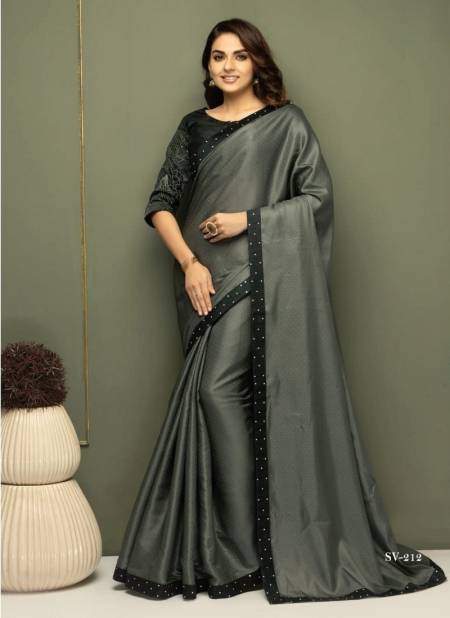 Grey And Black Colour Sanvi 2 By Shashvat Fancy Georgette Party Wear Saree Wholesale Clothing Suppliers In India SV-212