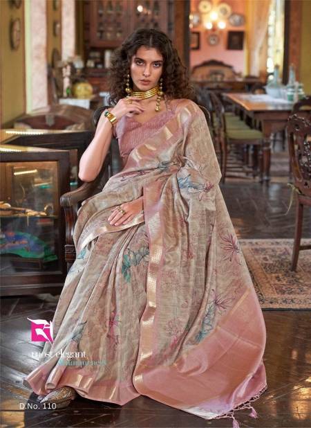 Grey And Dusty Pink Colour Story By Sasural Wedding Wear Printed Soft Banarasi Silk Saree Wholesale Online 110