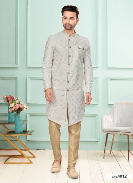 Grey And Gold Colour GS Fashion Function Wear Mens Designer Indo Western Exporters In India 4012