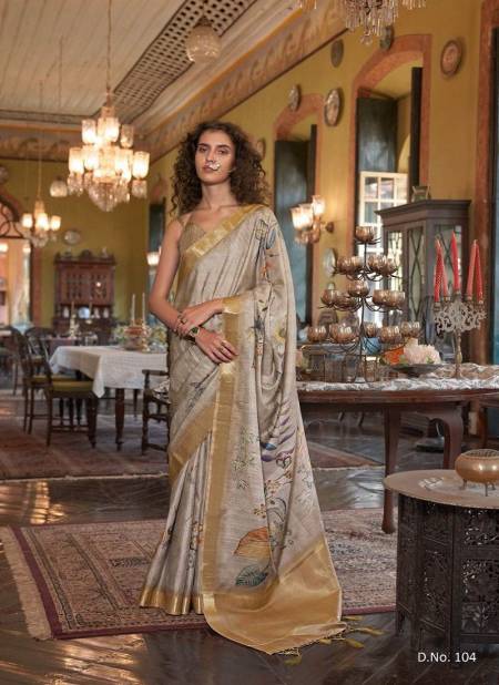 Grey And Golden Colour Story By Sasural Wedding Wear Printed Soft Banarasi Silk Saree Wholesale Online 104