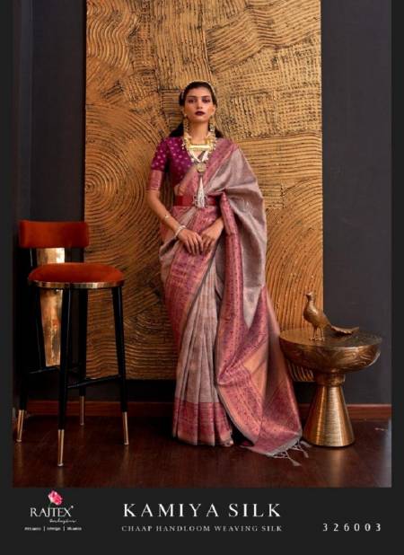 Grey And Peach Colour Kamiya Silk By Rajtex Silk Designer Saree Catalog 326003