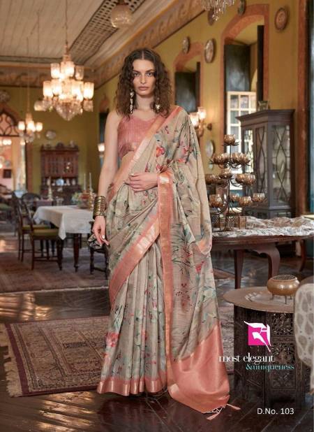 Grey And Peach Colour Story By Sasural Wedding Wear Printed Soft Banarasi Silk Saree Wholesale Online 103