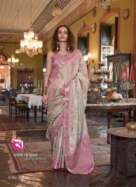 Grey And Pink Colour Story By Sasural Wedding Wear Printed Soft Banarasi Silk Saree Wholesale Online 101