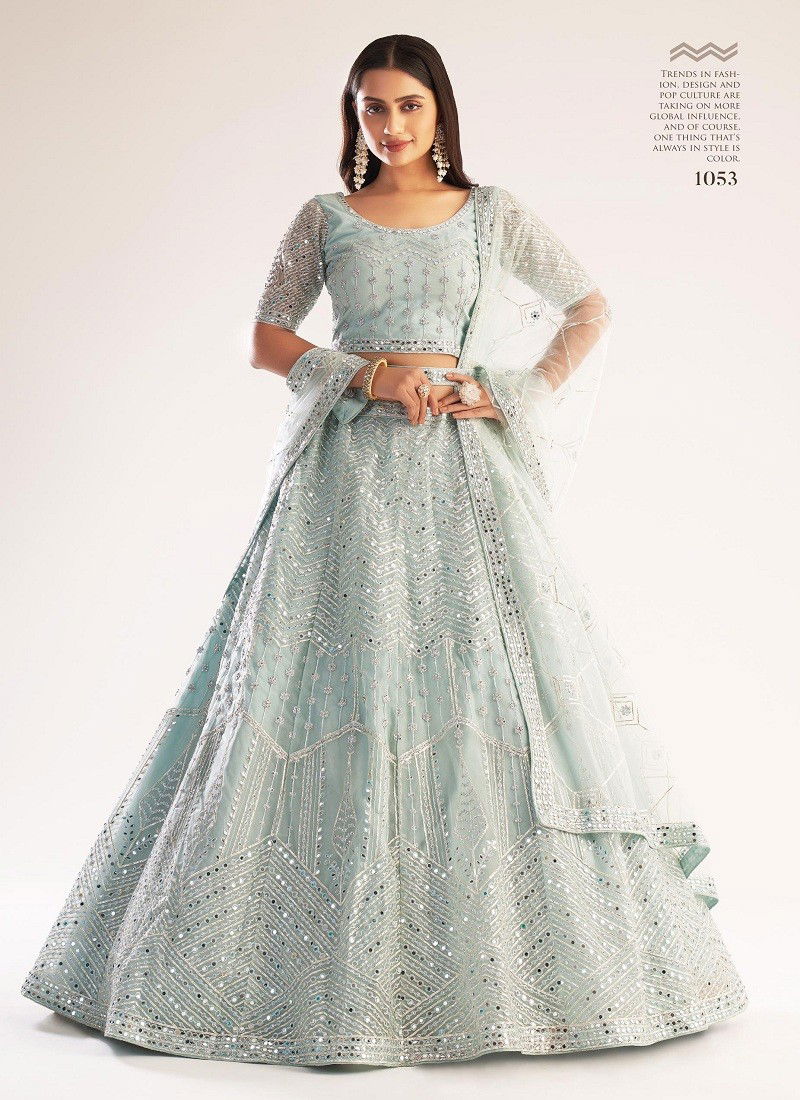 Grey Bridal Heritage Premium By Alizeh Net With Silk Party Lehenga Choli Wholesale Maufacturers 1053