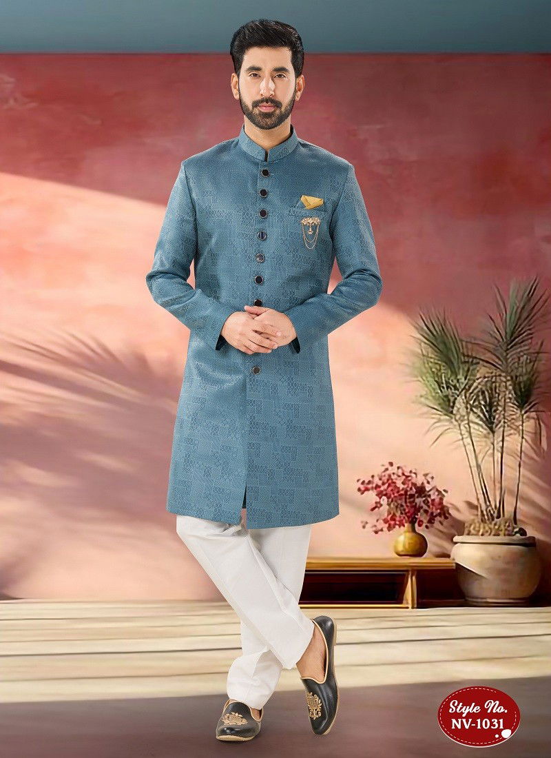 Grey Colour 1651 1 Occasion Wear Mens Indo Western Wholesale Shop In Surat NV 1031