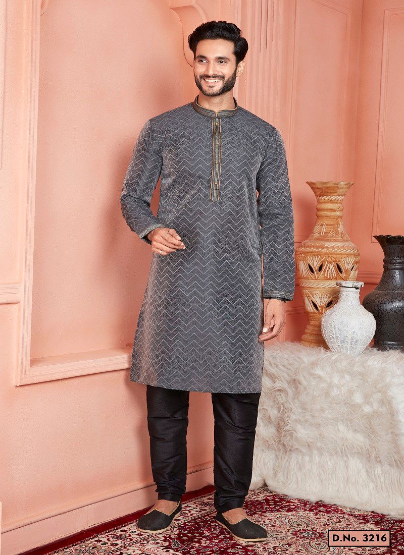 Grey Colour 1659 Function Wear Mens Indo Western Surat Wholesale Market 3216