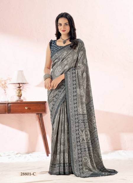 Grey Colour Aadhya Vol 1 By Ruchi Tussar Silk Designer Saree Catalog 28801 C