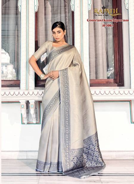 Grey Colour Aaidehi Silk By Rajpath Kanjivaram Saree Wholesale Clothing Distributors In India 104005