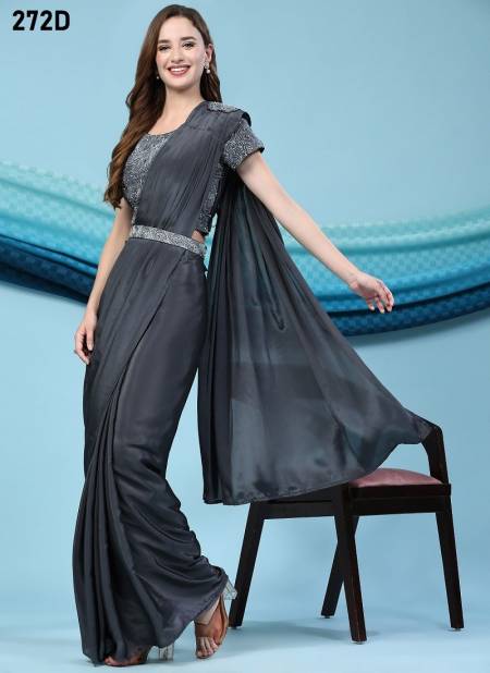 Grey Colour Amoha 272A To 272D Series Readymade Saree Exporters in India 272D Catalog