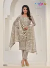 Grey Colour Azzure By Vipul Soft Organza Embroidery Bulk Salwar Kameez Wholesalers In Delhi 5955