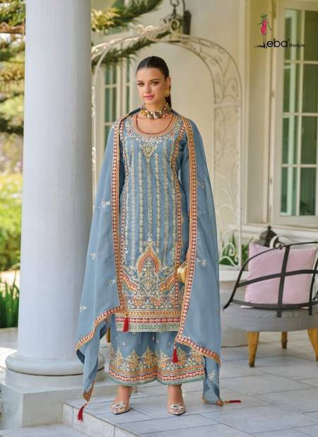 Grey Colour Didaar By Eba Shimmer Embroidery Kurti With Bottom Dupatta Wholesalers In India 1691