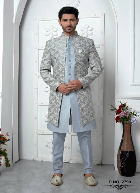 Grey Colour Function Wear Indo Western Mens Jacket Set Wholesale Shop In Surat 2790