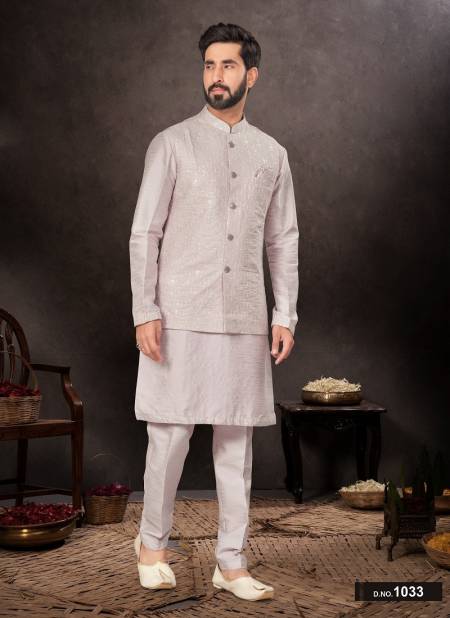 Grey Colour GS Fashion Occasion Wear Mens Designer Modi Jacket Kurta Pajama Orders In India 1033