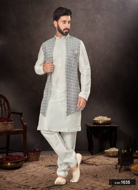 Grey Colour GS Fashion Occasion Wear Mens Designer Modi Jacket Kurta Pajama Orders In India 1035