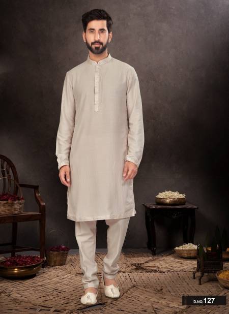 Grey Colour GS Fashion Wedding Mens Wear Designer Kurta Pajama Wholesale Market In Surat 127