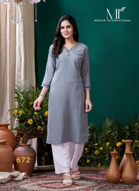 Grey Colour Giva Vol 1 By Moksh Maaza Cotton Handwork With Pocket Kurti Wholesale Online 672