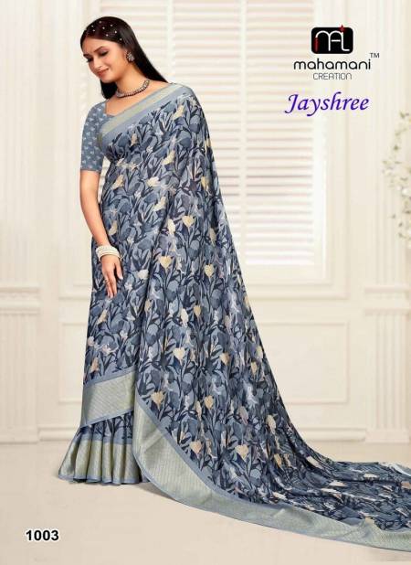 Grey Colour Jayshree 1001 To 1006 By Mahamani Creation Printed Saree Wholesale Market In Surat 1003