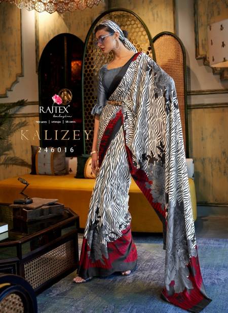 Grey Colour Kalizey By Rajtex Printed Japan Crepe Saree Suppliers In India 246016