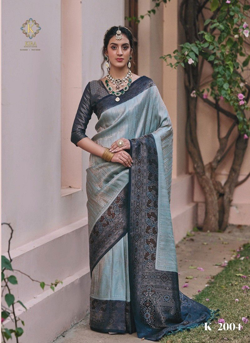 Grey Colour Kasha Vol 2 By Kira Mushroom Satin Wedding Wear Sarees Suppliers In India K2004