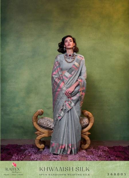 Grey Colour Khwaaish Silk By Rajtex Mal Spun Cotton Printed Saree Suppliers In Surat 368005