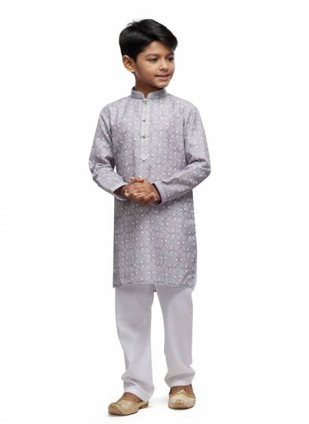 Grey Colour Kids Occasion Wear Designer Kurta Pajama Wholesale Shop In Surat 524