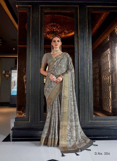 Grey Colour Kumud By Kala Jamun Silk Printed Office Wear Saree Suppliers In India 304