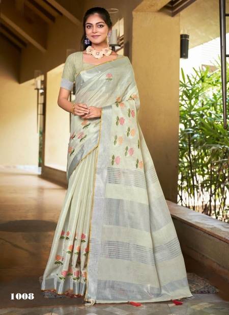 Grey Colour Linen Queen By Sangam Linen Designer Saree Catalog 1008