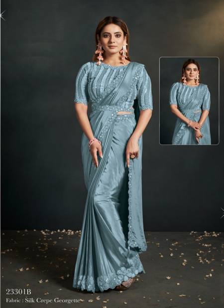 Grey Colour Mahotsav Moh Manthan 23300 Series Latest Designer Readymade Party Wear Saree Orders In India 23301B