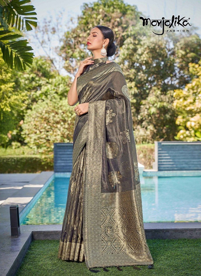 Grey Colour Manasvi Silk By Monjolika Wedding Wear Bulk Sarees Orders In India 6903