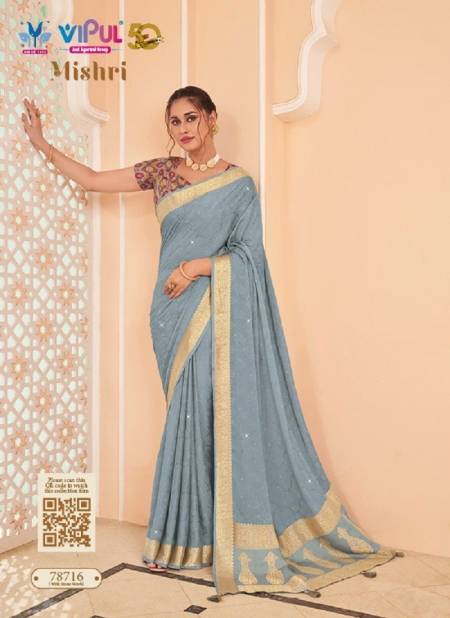 Grey Colour Mishri By Vipul Weaving Sarees Wholesale Clothing Distributors In India 78716