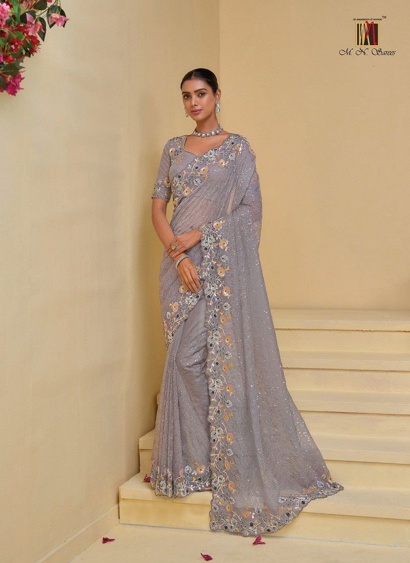 Grey Colour Mn 7500 Designer Saree Wholesale Clothing Distributors In Mumabi 7506