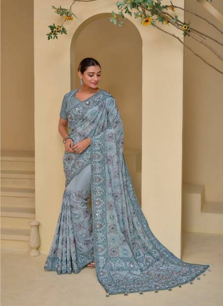 Grey Colour Mn 7500 Designer Saree Wholesale Clothing Distributors In Mumabi 7509