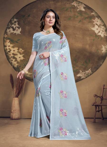 Grey Colour Nirali By Nari Fashion Desginer Jimmy Choo Silk Wear Saree Wholesale Price In Surat 7757