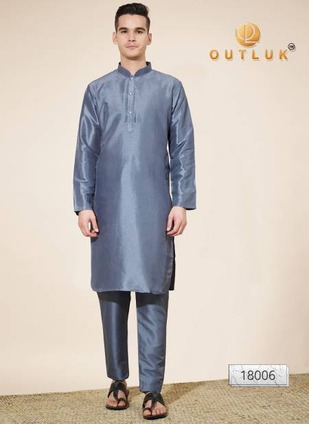 Grey Colour Outluk Wedding Collection Vol 18 Pure Silk Mens Kurta Pajama Suppliers In India 18006