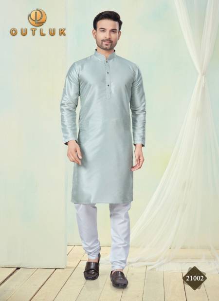 Grey Colour Outluk Wedding Collection Vol 21 Pure Silk Mens Wholesale Kurta Pajama Manufacturers 21002