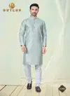 Grey Colour Outluk Wedding Collection Vol 21 Pure Silk Mens Wholesale Kurta Pajama Manufacturers 21002