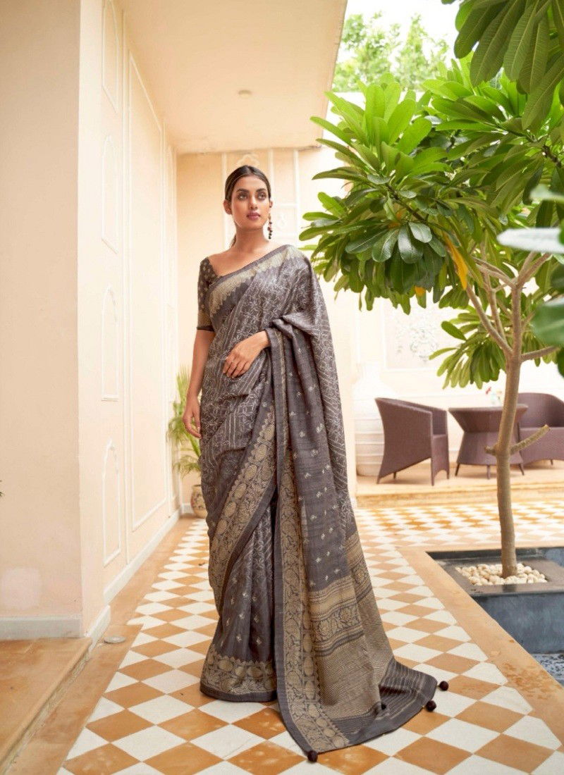 Grey Colour Paathsala By Rewaa Khadi Silk Saree Wholesale Price In Surat R206