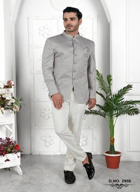Grey Colour Party Wear Mens Desginer Jodhpuri Jacket Wholesale Online 2908