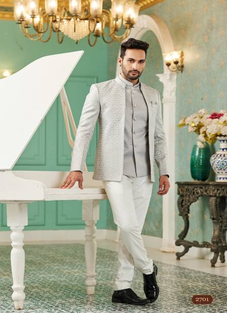 Grey Colour Party Wear Mens Designer Jodhpuri Suit Wholesale Clothing Distributors In India 2701
