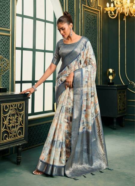 Grey Colour Pranalika Silk By Rajpath Foil Printed Modal Cotton Designer Saree Orders in India 183001