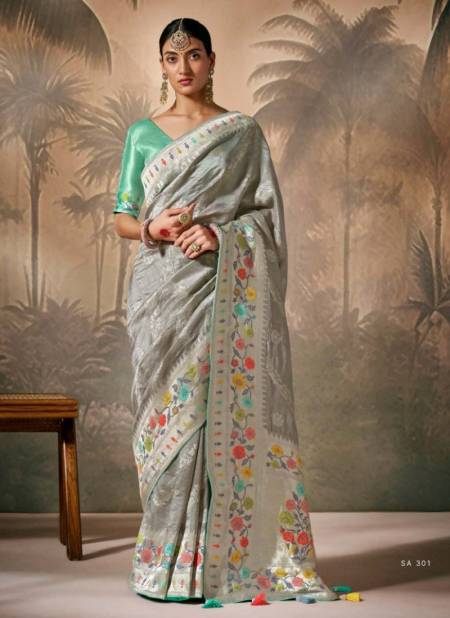 Grey Colour Rasm By Kimora Munga Silk Weddding Wear Saree Suppliers In India SA 301