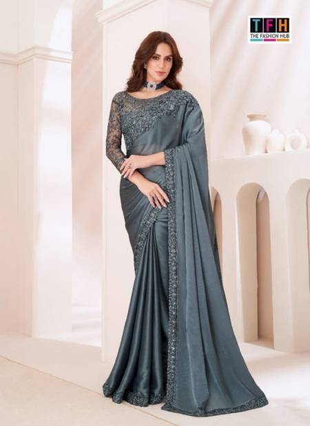 Grey Colour Sandalwood Vol 13 By TFH Designer Party Wear Saree Suppliers SW-1310