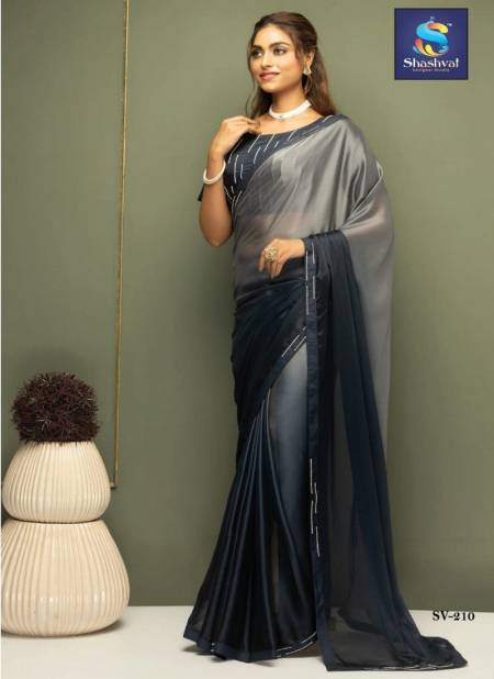 Grey Colour Sanvi 2 By Shashvat Fancy Georgette Party Wear Saree Wholesale Clothing Suppliers In India SV-210