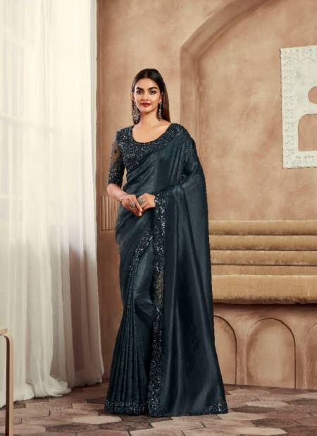 Grey Colour Sarvaratna By TFH Heavy Designer Party Wear Saree Wholesale In Delhi SRV-7903