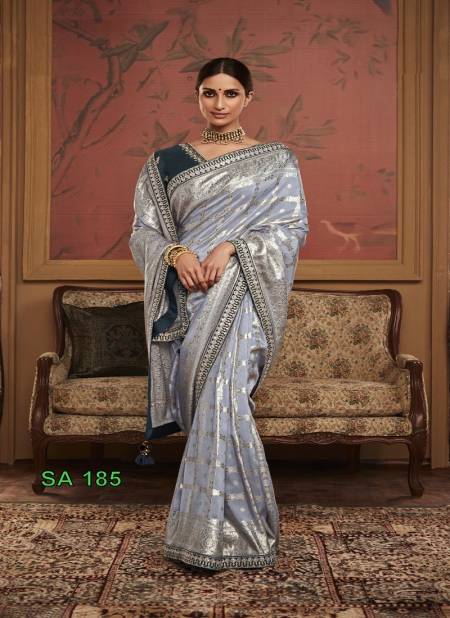 Grey Colour Sindhuri Maharani By Kimora wedding Dola Silk Saree Wholesale Market SA 185