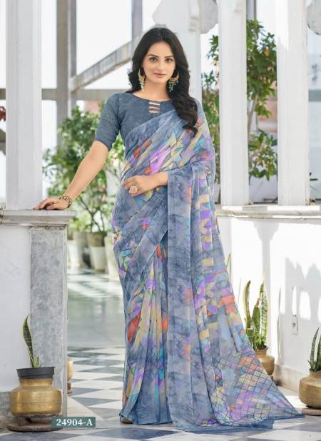 Grey Colour Star Chiffon 122 By Ruchi Daily Wear Sarees Wholesale Price In Surat 24904-A