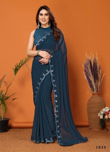 Grey Colour Starwalk Vol 5 By S Walk Georgette Mirror Designer Saree Wholesale Price In Surat 1039